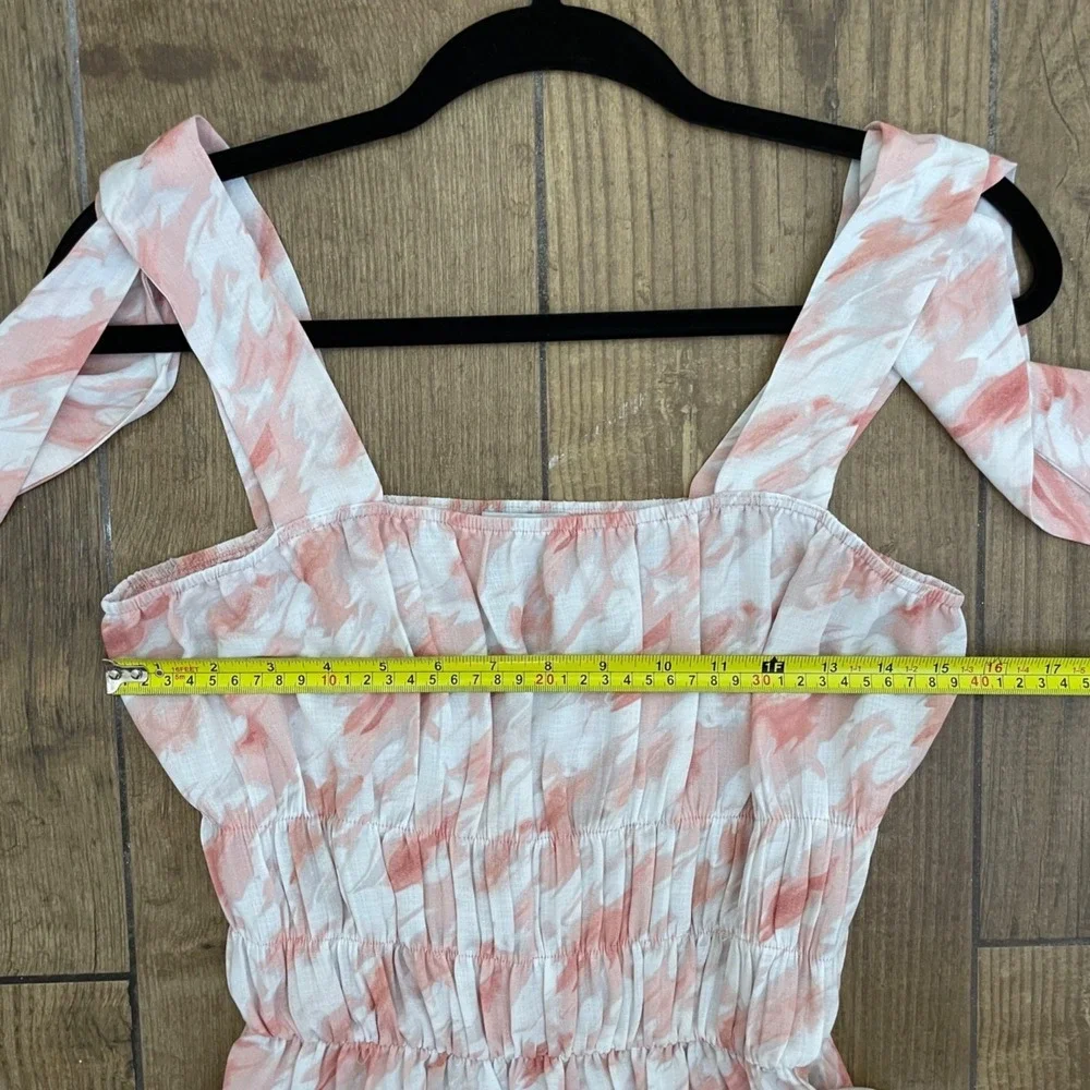 Paper Crane Pink & White Smocked Sleeveless Top With Tie Straps Womens Size M - Picture 8 of 9